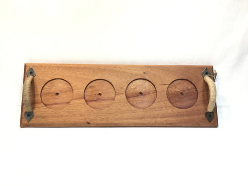 Mahogany Wooden Flight with Four Glasses