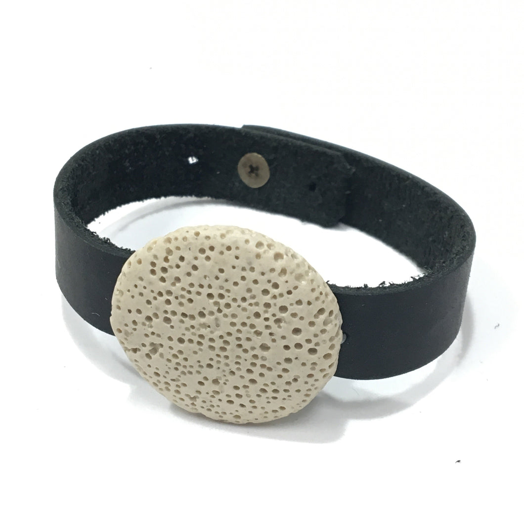 Lava Diffuser Bracelet - Black Leather