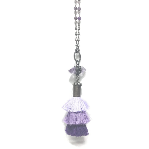 3 Tier Purple Tassel Necklace