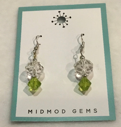 Green/White crystal Earrings