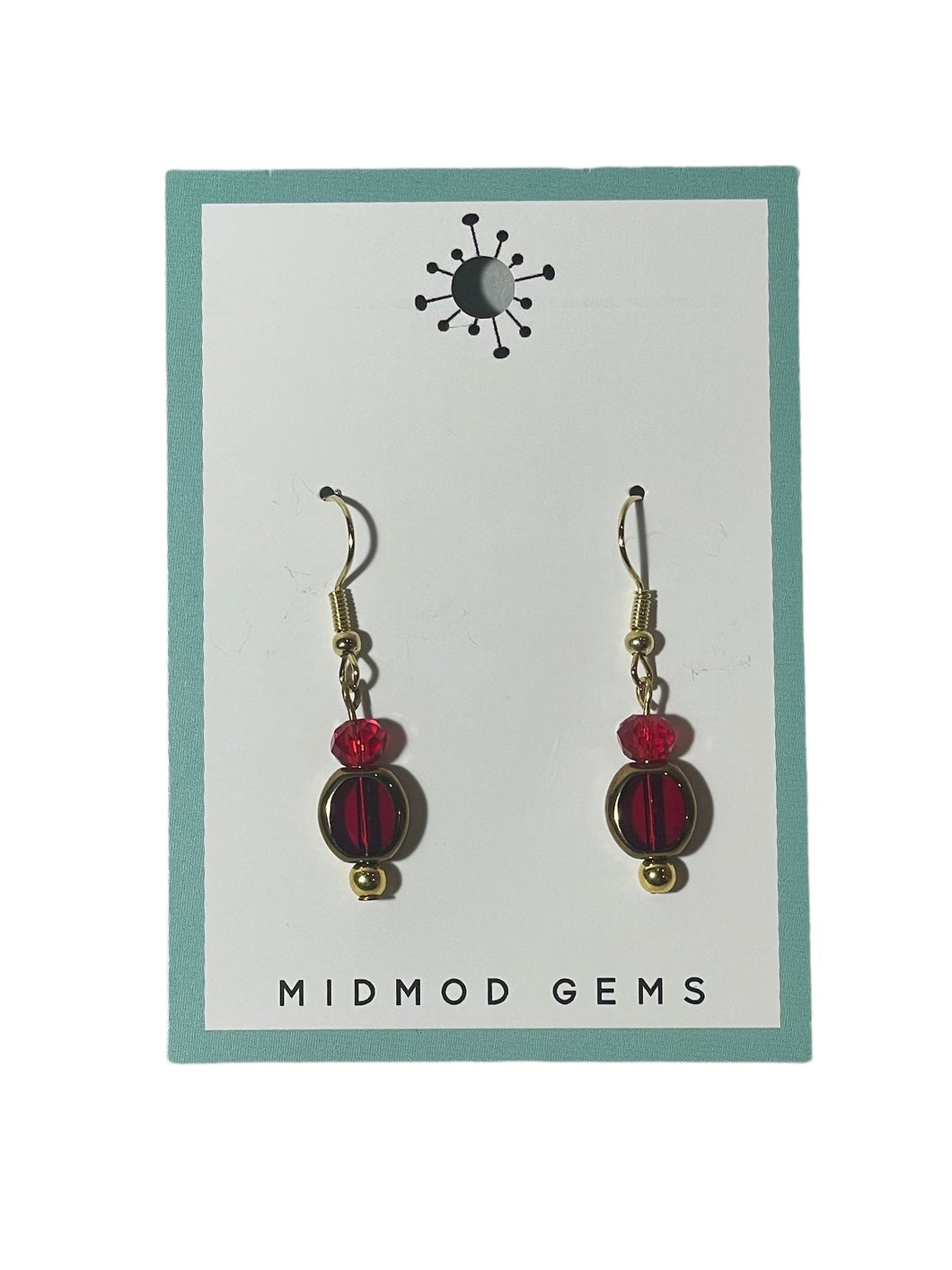 Burgundy Beaded Drop Earrings