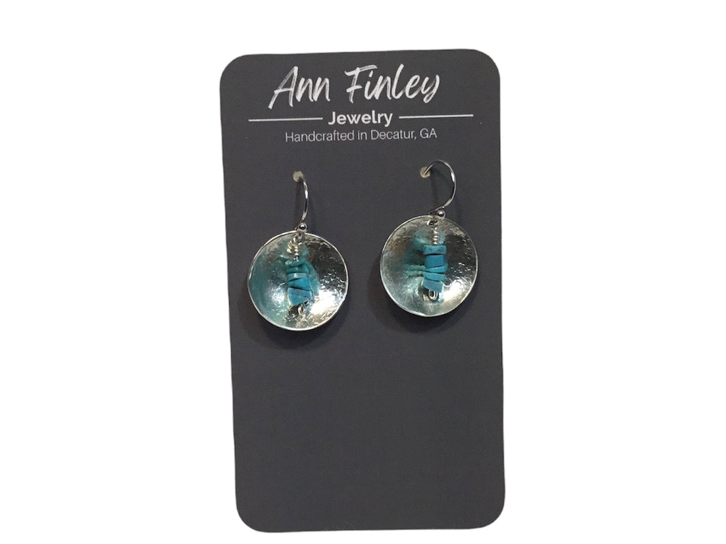 Earring -  Dome Disc withTurquoise