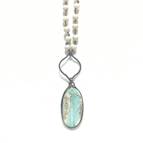 Aqua Terra with Riverstone Rosary Chain Necklace