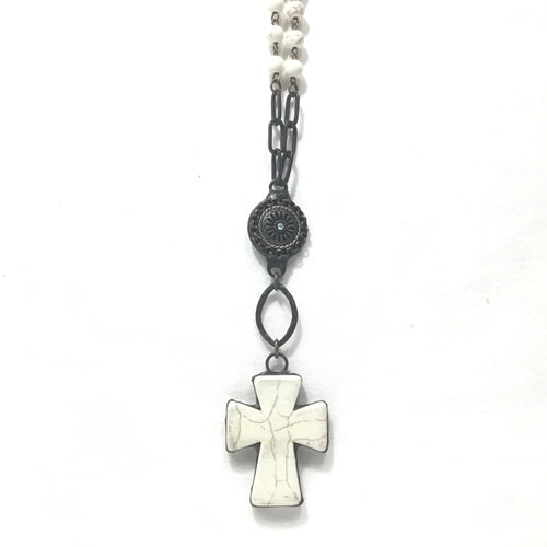 Magnetic Cross w/ Button Connector Necklace