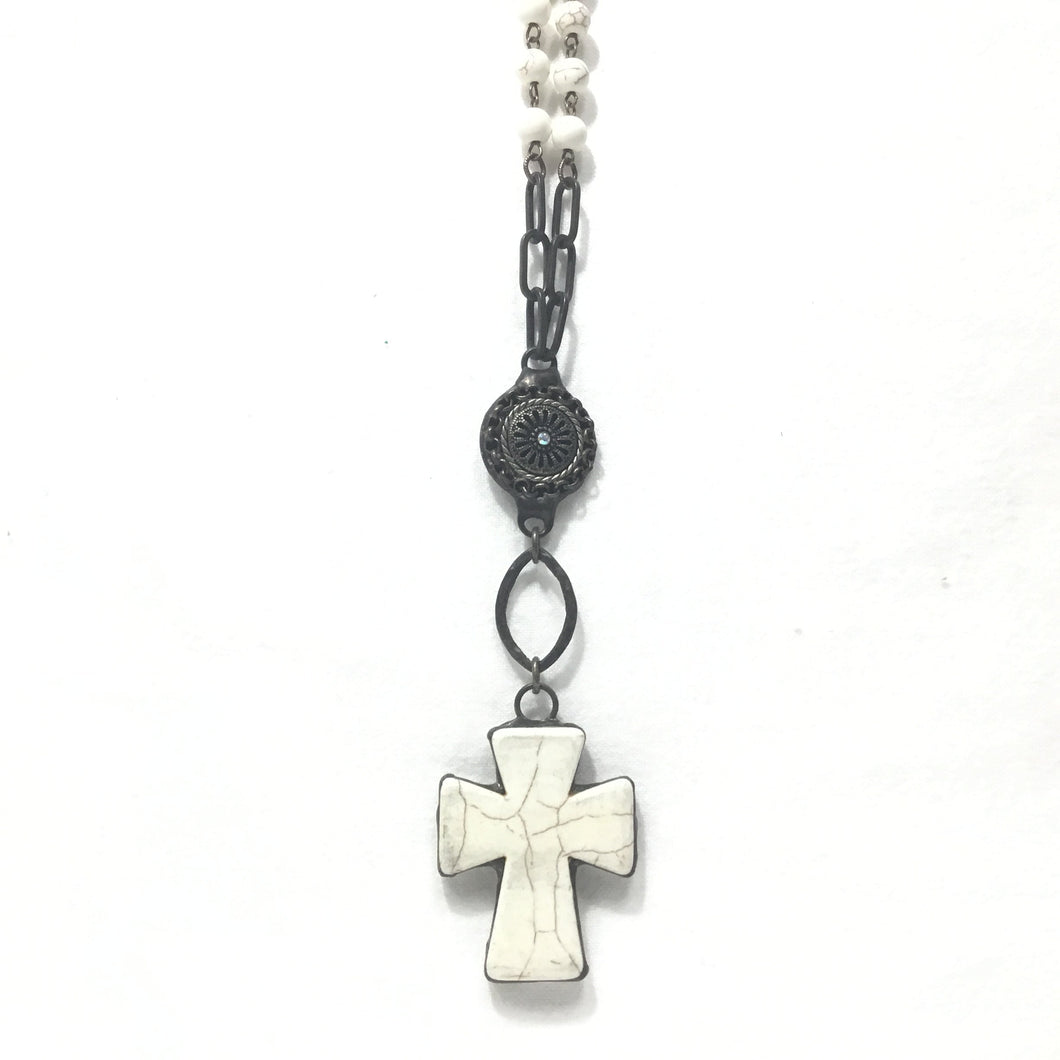 Magnetic Cross w/ Button Connector Necklace