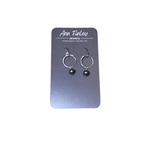Earring -  Small Hoops with Black Pearl