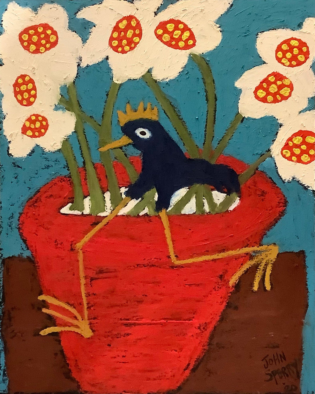 Blue Bird in the Flowers
