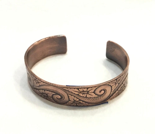 Copper Cuff Bracelet with Curly Qs