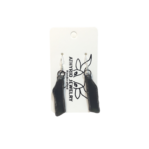 Metallic Green Stained Glass Earrings