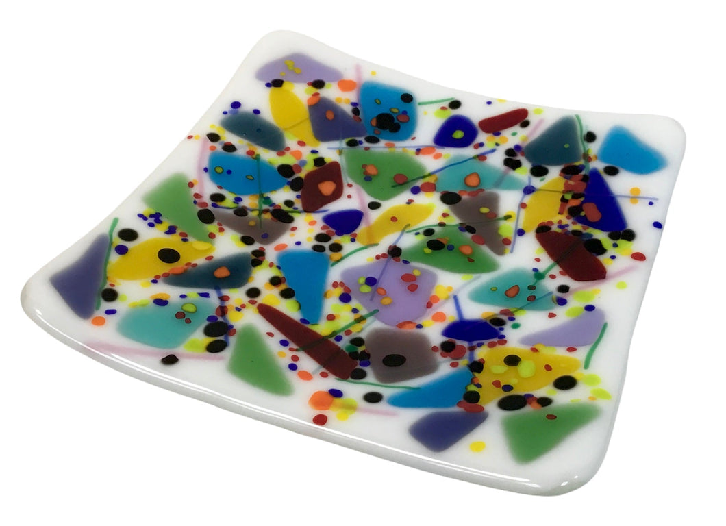 Multicolor on white dish