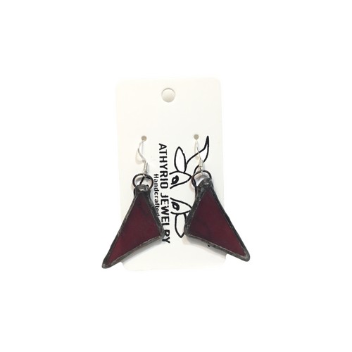 Maroon Stained Glass Dangle Earrings
