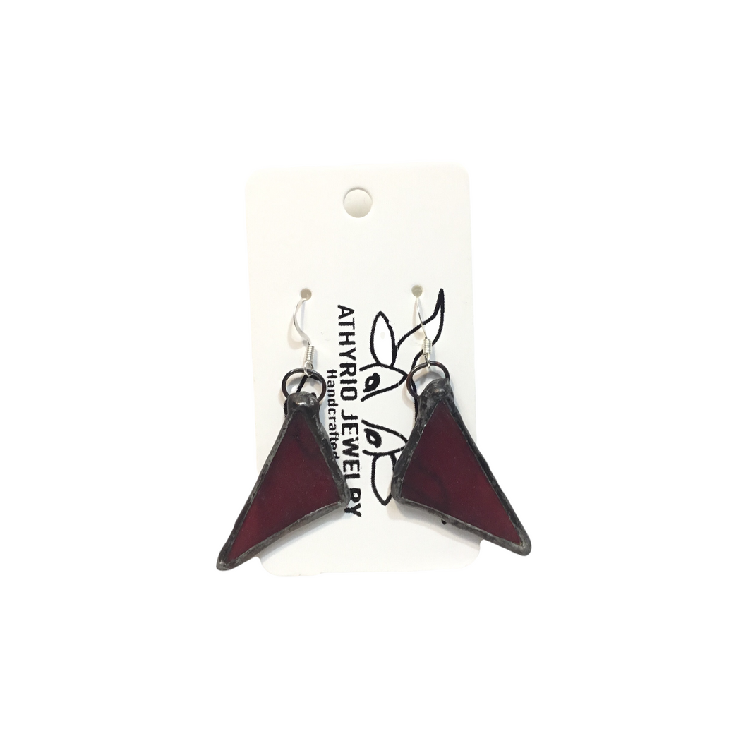 Maroon Stained Glass Dangle Earrings