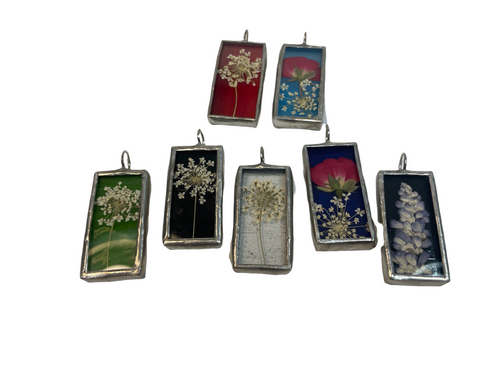 Flower Pendant - Small Rectangle