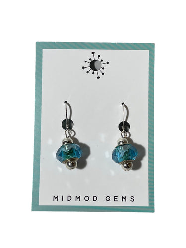 Blue / Silver Beaded Drop Earrings