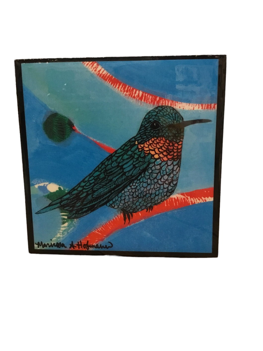 Hummingbird on Blue 7x7