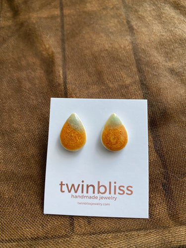 Earth & Sky Artisan Earrings - Small Drop Post Yellow, Orange, & Green