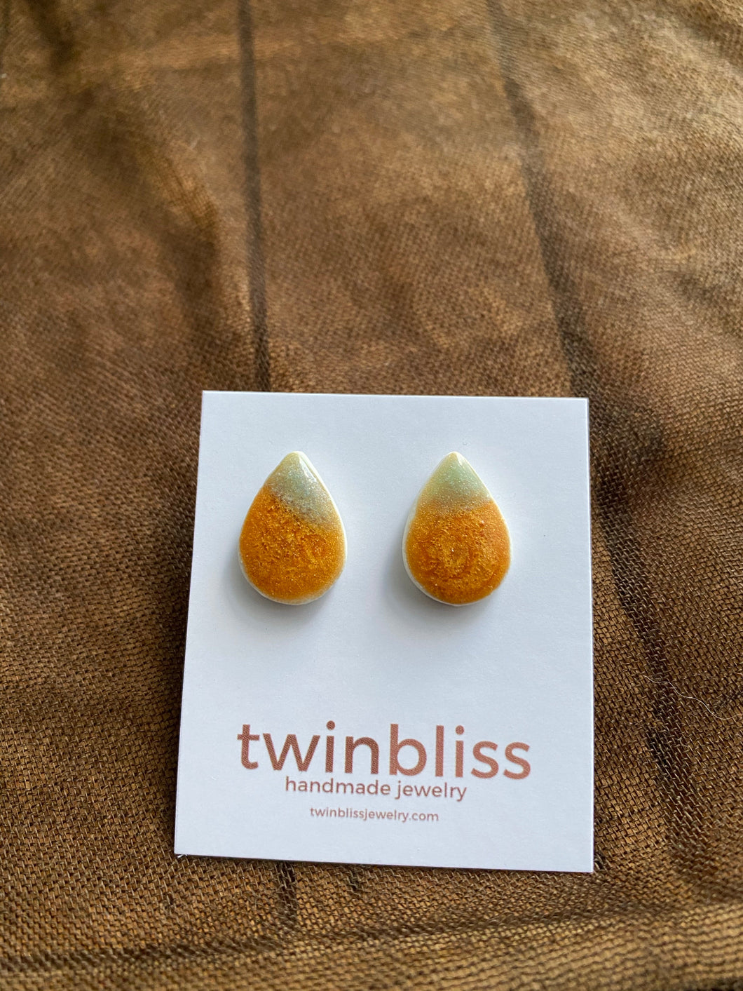 Earth & Sky Artisan Earrings - Small Drop Post Yellow, Orange, & Green