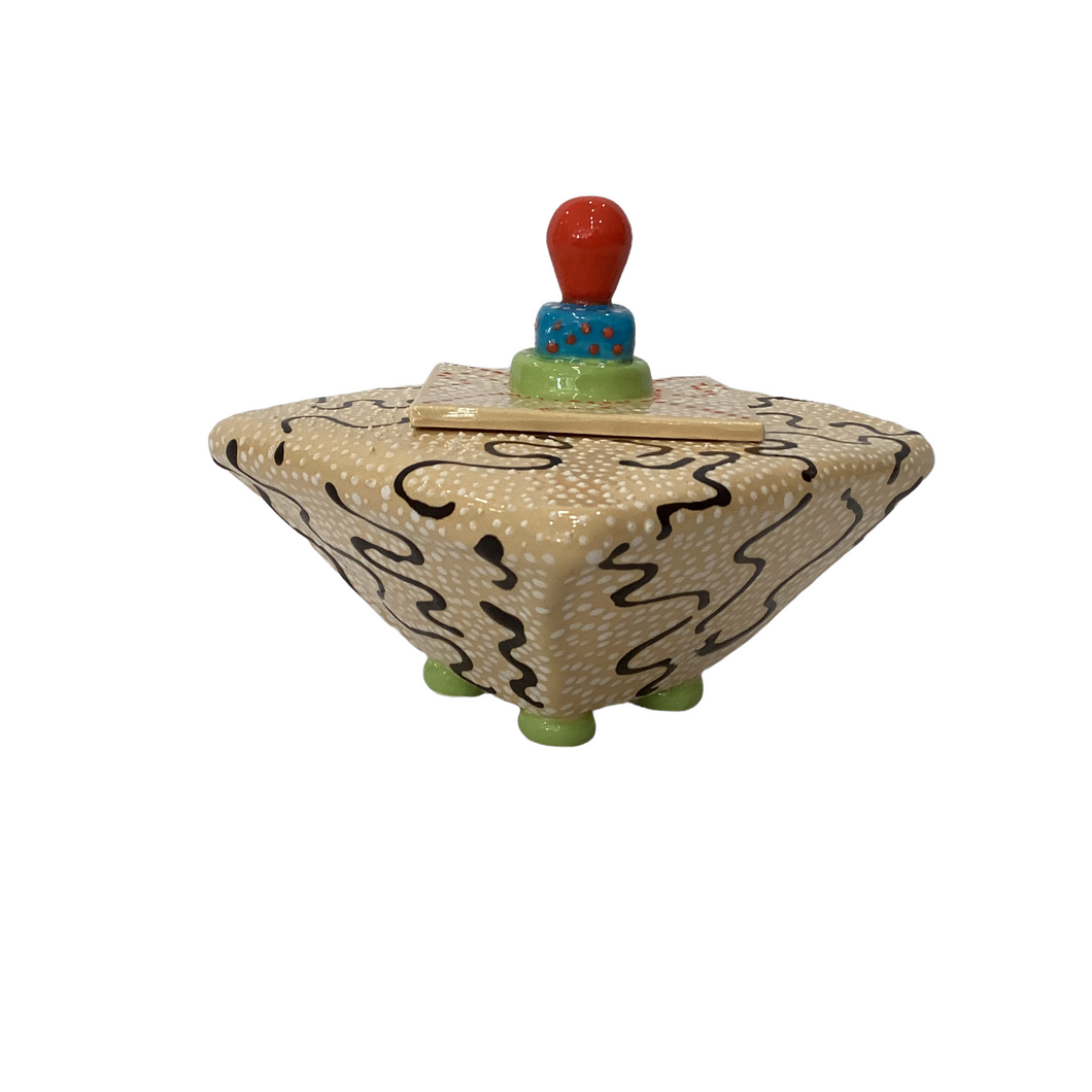 Lidded dots colors Orange Handle