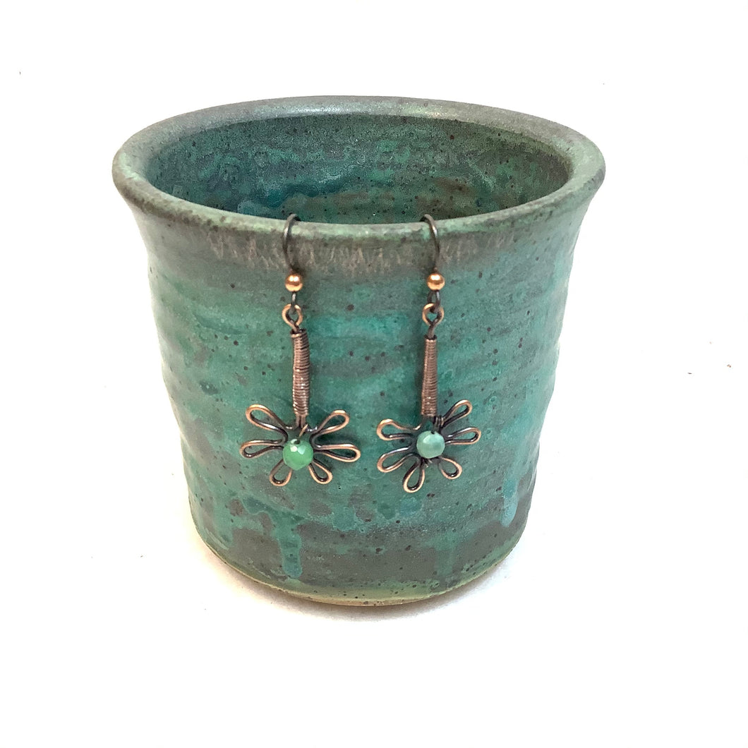 Drop Flower Copper Earrings