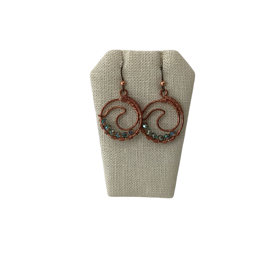 Blue beaded wave Earrings