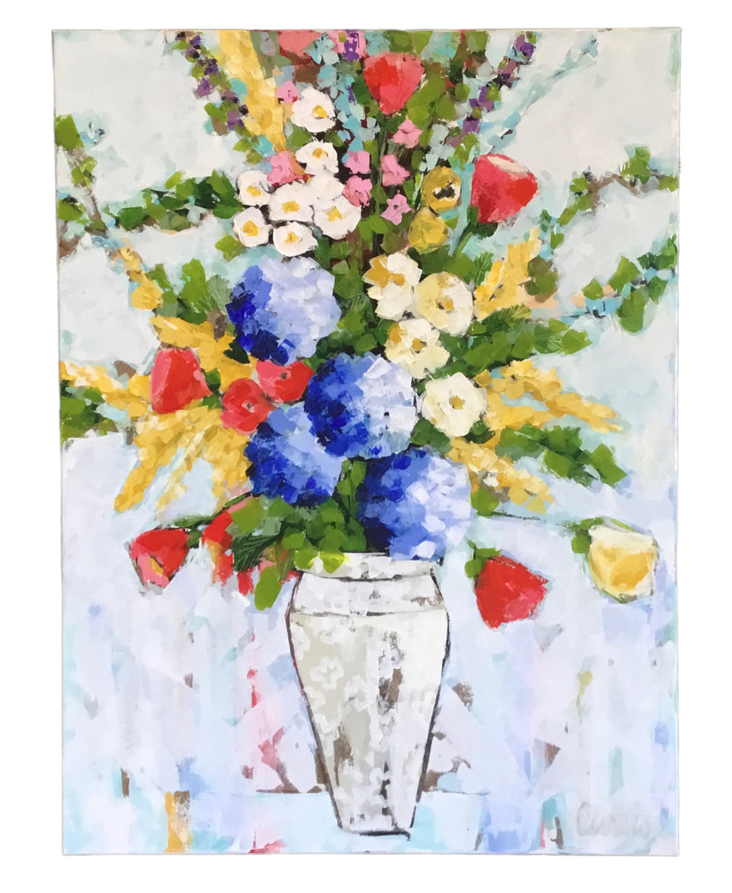 Floral in Curved Vase