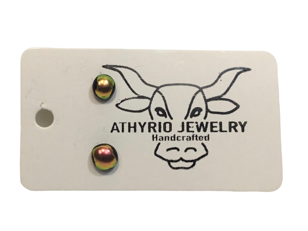 Copper Metallic Fused Glass Studs