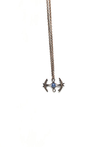 Abstract Necklace with Blue Glass