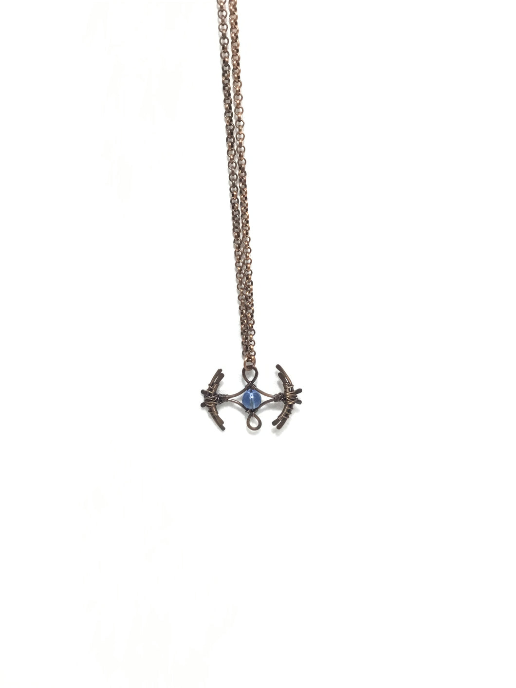 Abstract Necklace with Blue Glass