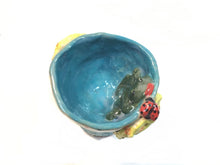 Kissing Frog goblet Blue/Yellow/Green