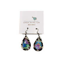Teardrop Floral B&W Border Earrings
