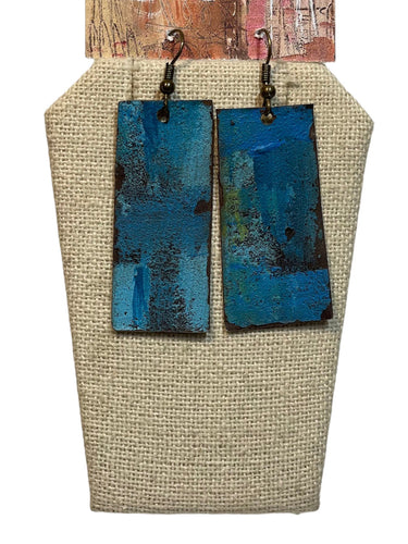 Blue Rectangle Earrings