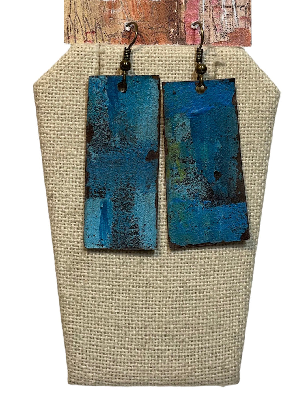 Blue Rectangle Earrings