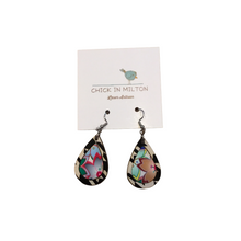 Teardrop Floral B&W Border Earrings