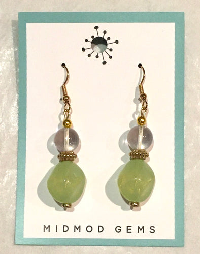Green/Silver drop w/ Gold Earrings