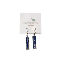 Rectangle Blue China Earrings