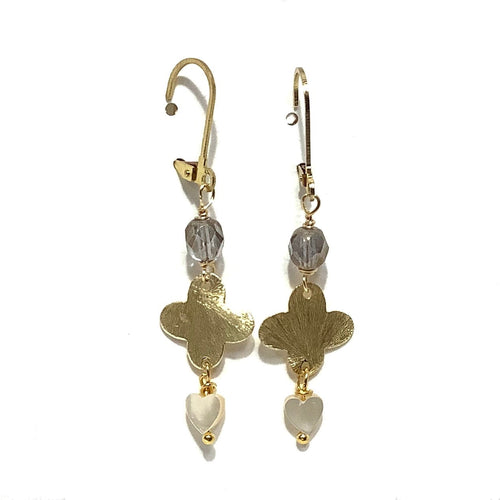 Earrings - Czech Glass and Mother of Pearl on Gold Vermeil wire