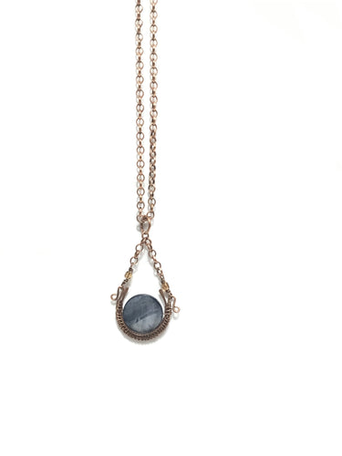 Horseshoe Necklace with Blue Slate