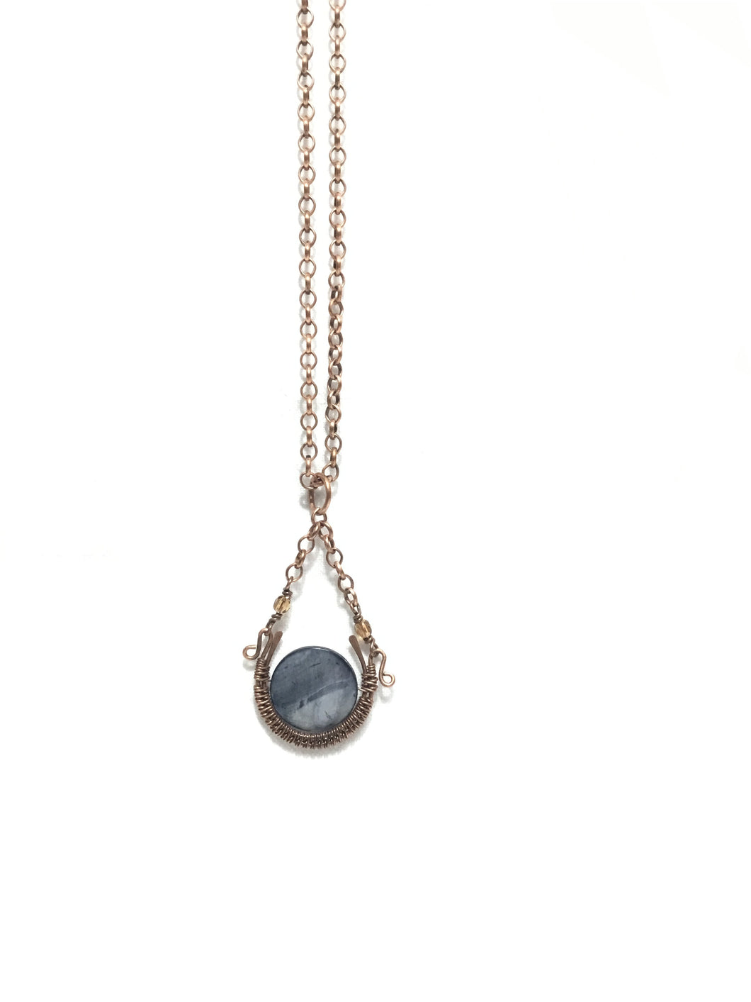 Horseshoe Necklace with Blue Slate