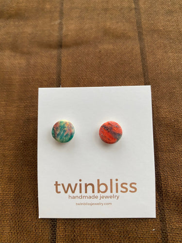 Earth & Sky Artisan Earrings- Abstract Art Circle (Posts)