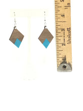 Cherry Wood and Aqua Diamond Earrings