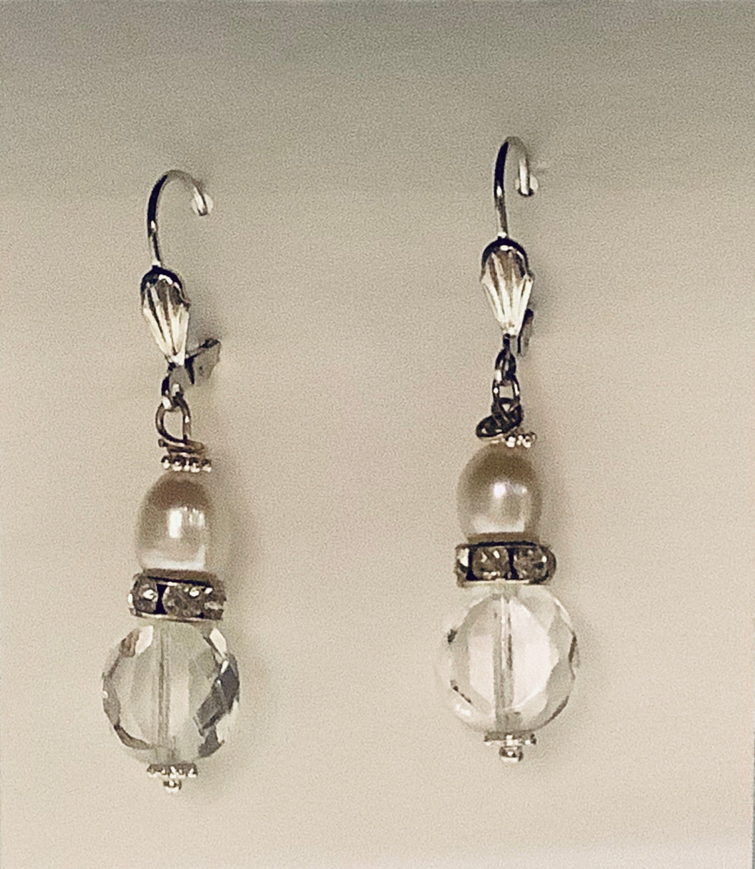 Earrings - Sterling Silver Ear Wires with Vintage Czech Beads and Freshwater Pearls