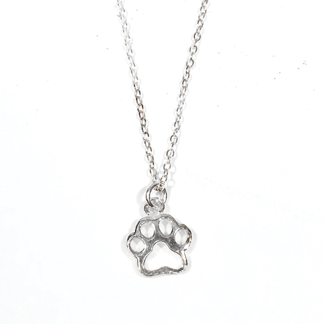 Dog Paw Necklace - Sterling Silver