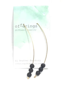 Gold Stacked Diffuser Earrings - Black