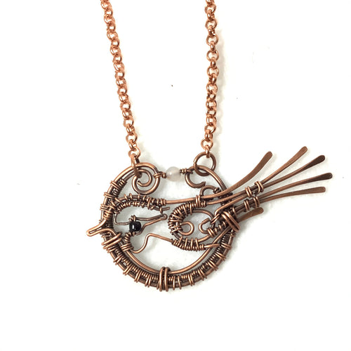 Bird Copper Necklace with Moonstone