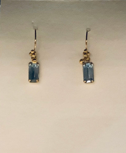 Earrings - Gold Vermeil Ear Wires with Blue Vintage Crystals