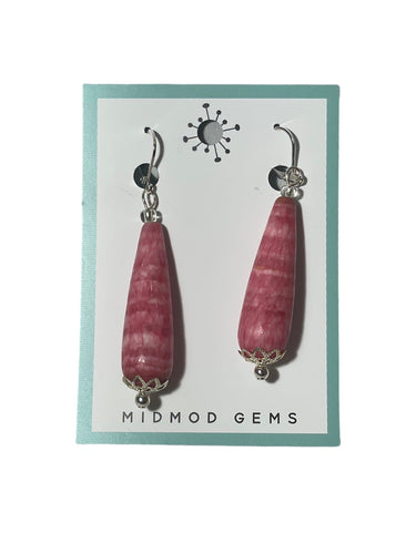 Long Pink Teardrop Earrings