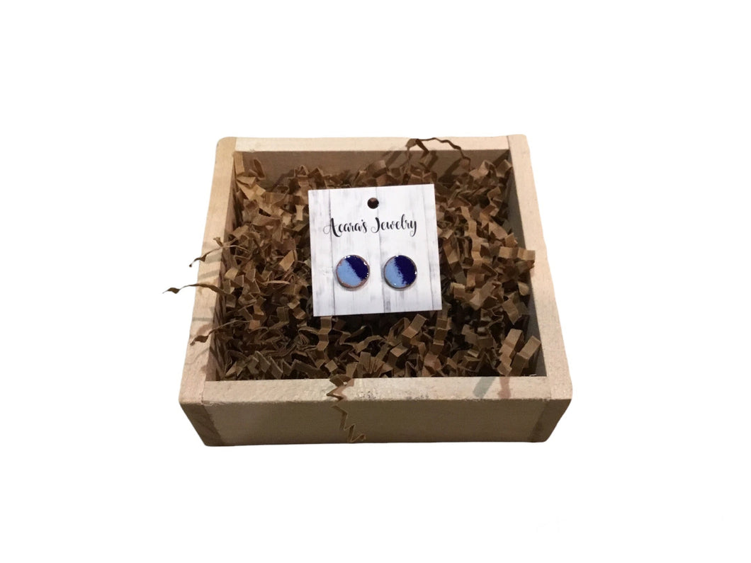 Navy blue and light blue studs