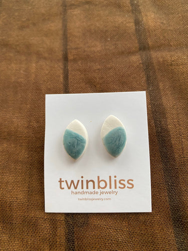 Earth & Sky Artisan Earrings- Blue Leaf (posts)