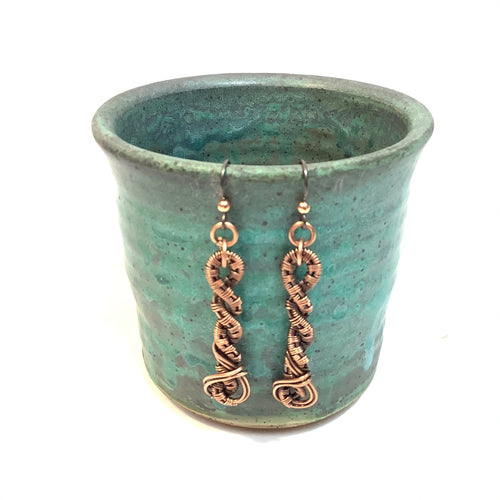 Long Coiled Copper Earrings