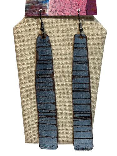 Blue Rectangle Stripped Earrings